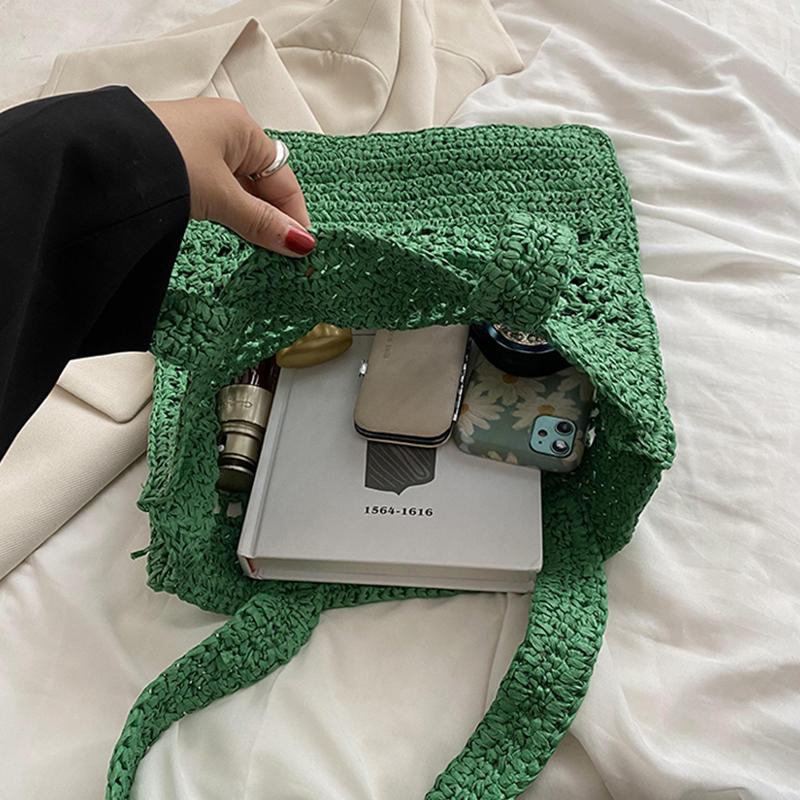 Yogodlns Летняя тканая полая сумка на плечо для женщин ярких цветов, дорожная, морская, пляжная, повседневная большая сумка