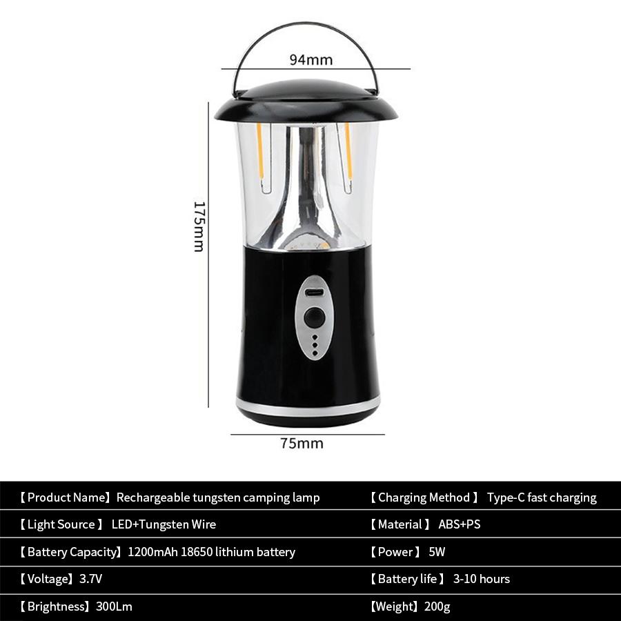 Retro Portable Camping Lantern Waterproof Emergency Light 3 Color Dimmable Hanging Tent Lamp Rechargeable Decor Atmosphere Light