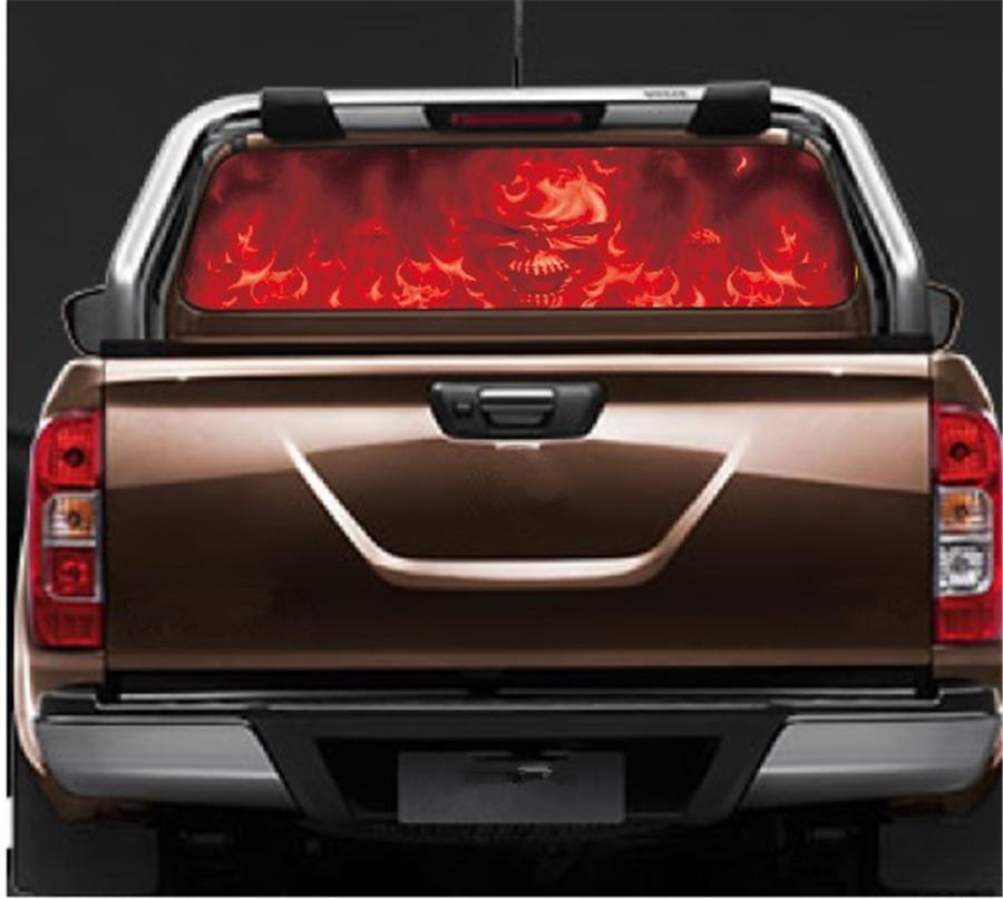 Rear Window Flaming Skull Cool Sticker Rear Window Sticker For Truck Suv Jeep 147X46Cm