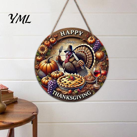 Autumn Harvest Welcome Sign Festival for Front Door, Rustic Wooden Hanging Weather Resistant Entryway with Hemp Rope, Pumpkin Plaque Fall Porch