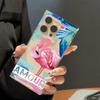 Clear Square Back Tube Case Protection For iPhone 13 12 16 ProMax 11 14 Pro Max 15 Plus Anti-Oxygen,Large Flamingo Pattern Casing
