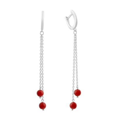 Серебряные серьги с кораллом (2147091)