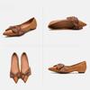 Johnature Versatile Genuine Leather Pumps Fashion Pointed Toe Slip-on Low Heels Bow Women's Shoes