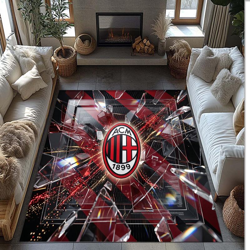 Фланелевый ковер с принтом AC Milan, нескользящий, мягкий, из полиэстера, для пола, декоративный коврик для спальни, гостиной, дивана, игровой комнаты, домашний декор
