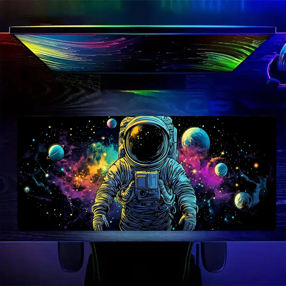Neonstyle universe and astronaut Mouse Pad Gaming mats NonSlip Desk Mat mouse carpet with Stitched Edge HD printing Office mat