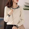Осенне-зимний женский топ с длинным рукавом и французским бантом, модный внутренний свитер, трикотаж