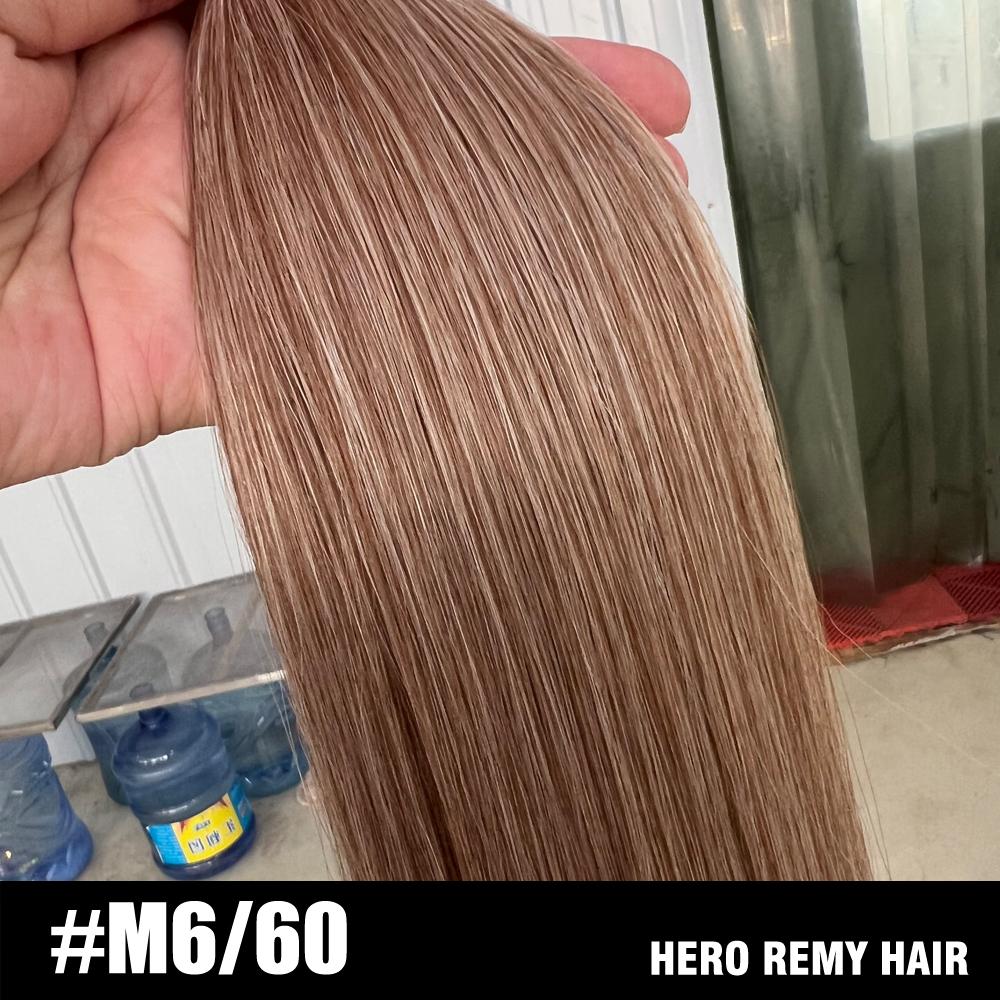 Прямые европейские натуральные человеческие волосы Hero Remy, трессы 80 г/шт., пряди с мелированием, 16-22", машинные наращивания на трессах