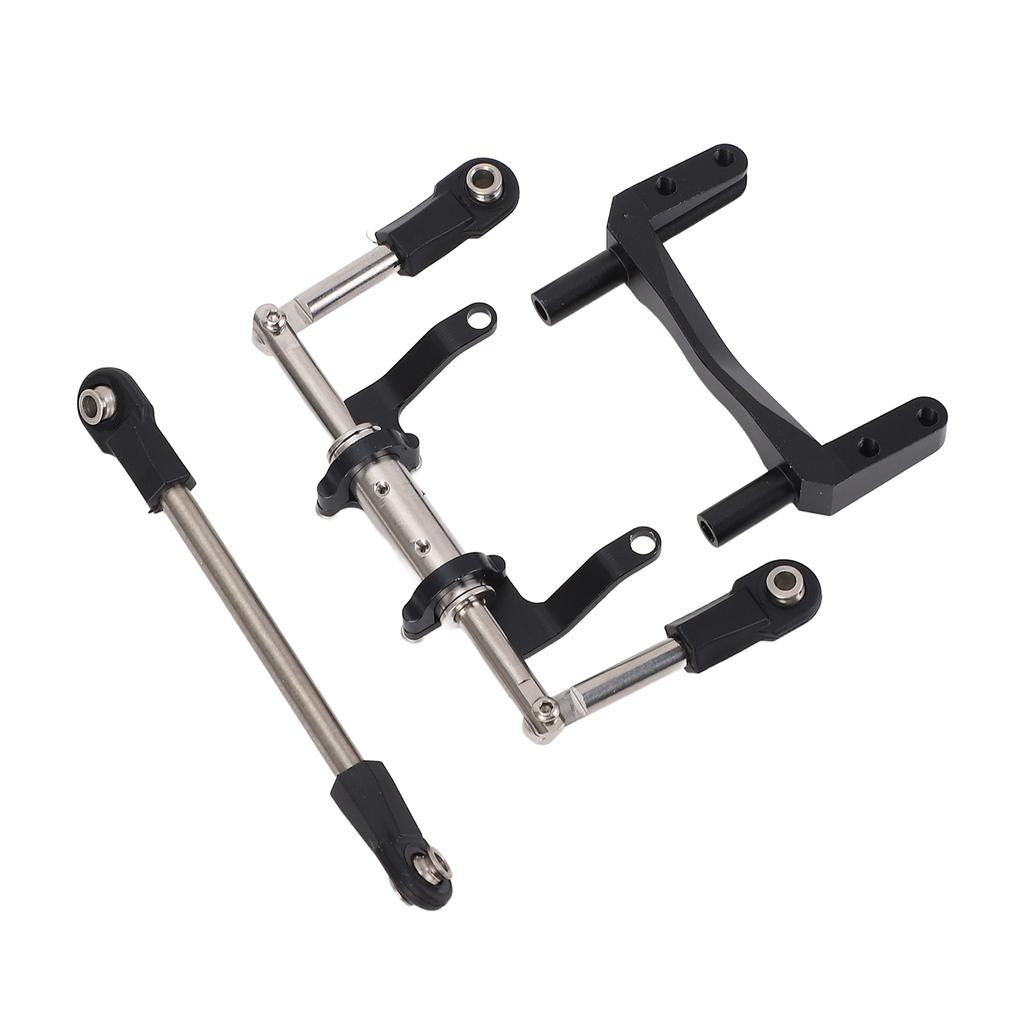 1 10 RC Servo Mount with Hydraulic Steering Link Aluminum Alloy Lightweight Adjustable Damping for SCX10 Models Black