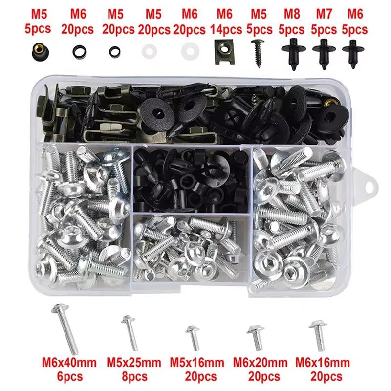 195 шт. Полный комплект болтов обтекателя для Kawasaki ZX6R ZX7R ZX9R ZX10R ZX12R ZX14R Versys 650 Ninja 650R 1000 Z750 Z1000 ZZR600