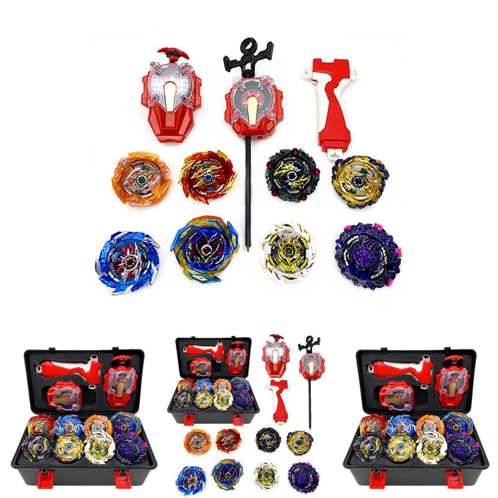 Набор из 8 гироскопов Beyblade Burst Super King с искрящимся пусковым устройством и коробкой для хранения