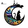 Hanging Ornament Colourful Cat/Dog On The Moon Design with Hanging Hole Vibrant Color Window Hanging Memorial Pendant Home Decoration