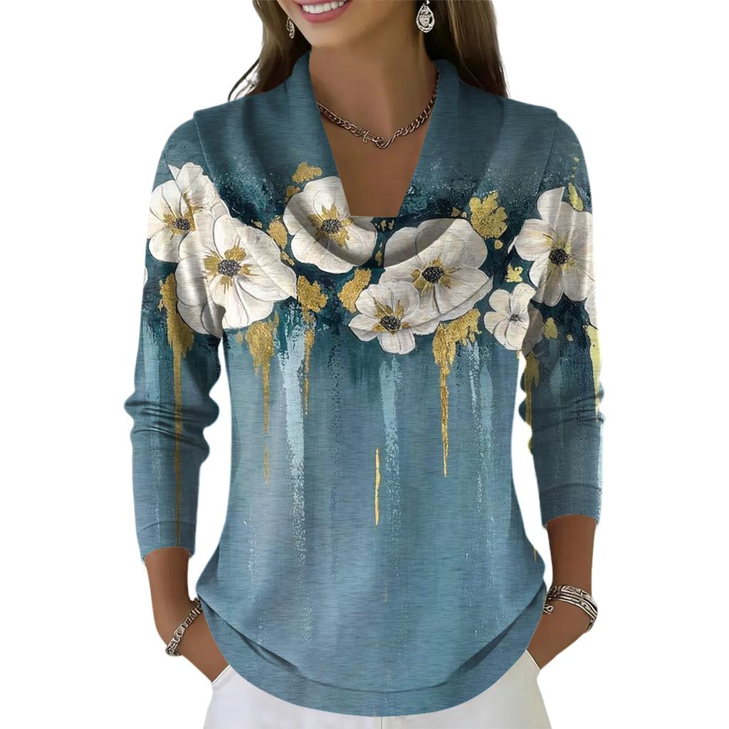 Женский повседневный и модный свитер с круглым вырезом, длинными рукавами и принтом