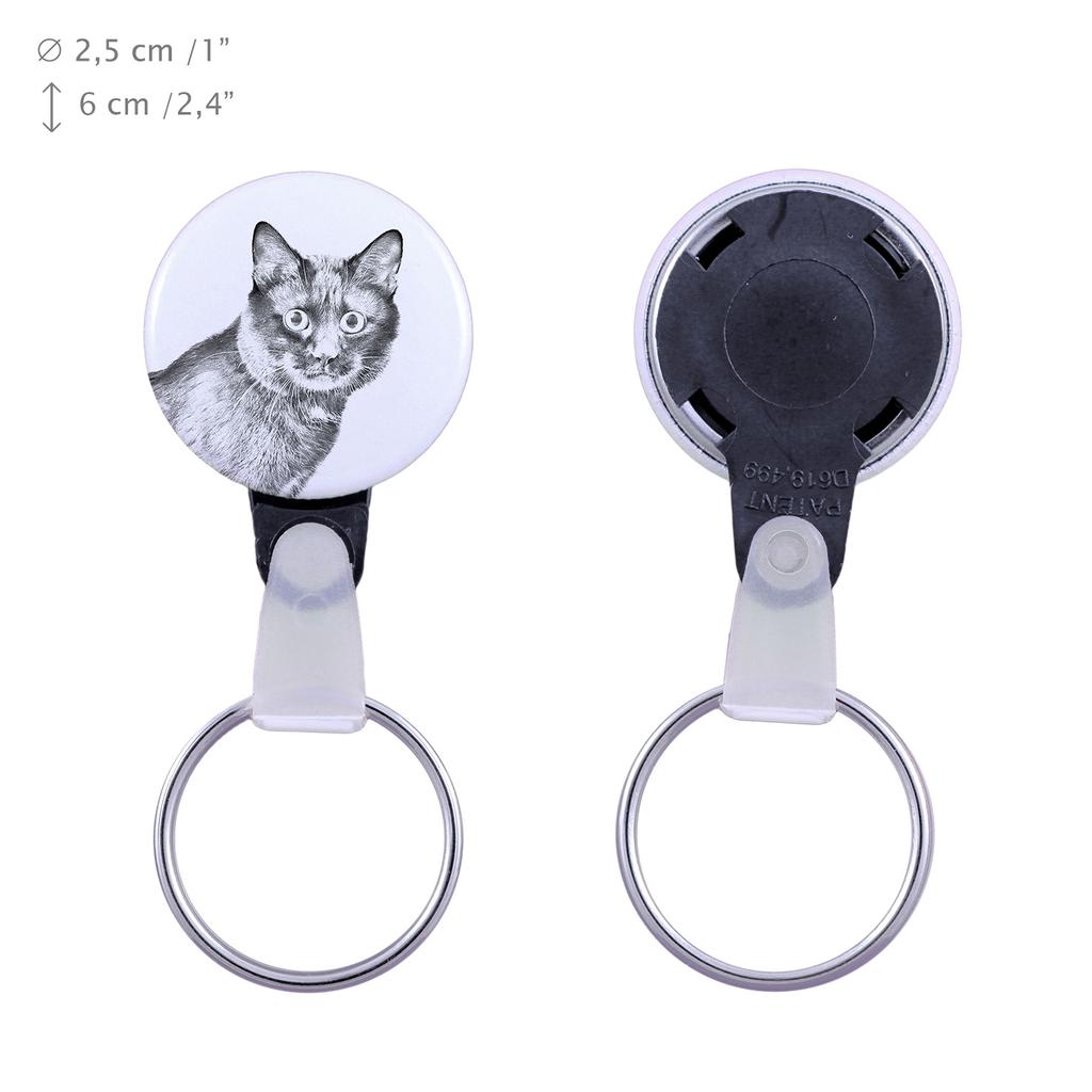 Kurilian Bobtail - Handmade Keychain with a Cat Portrait, Purse Charm, Product of the Art-Dog Brand.