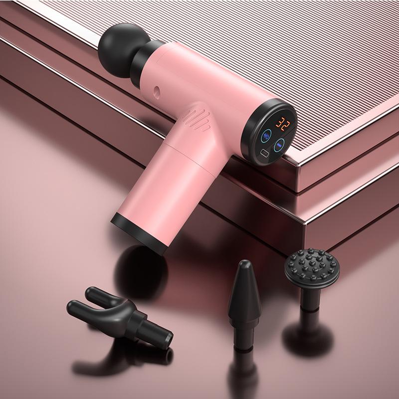 Электрический массажный пистолет с 4 головками, 8000 об/мин, спортивный пистолет с сенсорным ЖК-дисплеем, 22/4, скорость передачи, расслабляющий массажер для глубоких тканей мышц