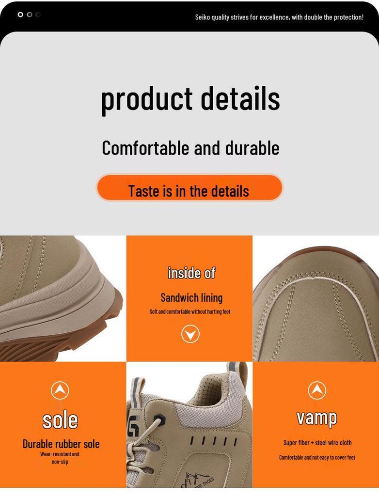 Men's Cross High-Top Work Shoes: Stylish, Anti-Smash, Anti-Puncture, Comfortable, and Safe for Construction Sites.