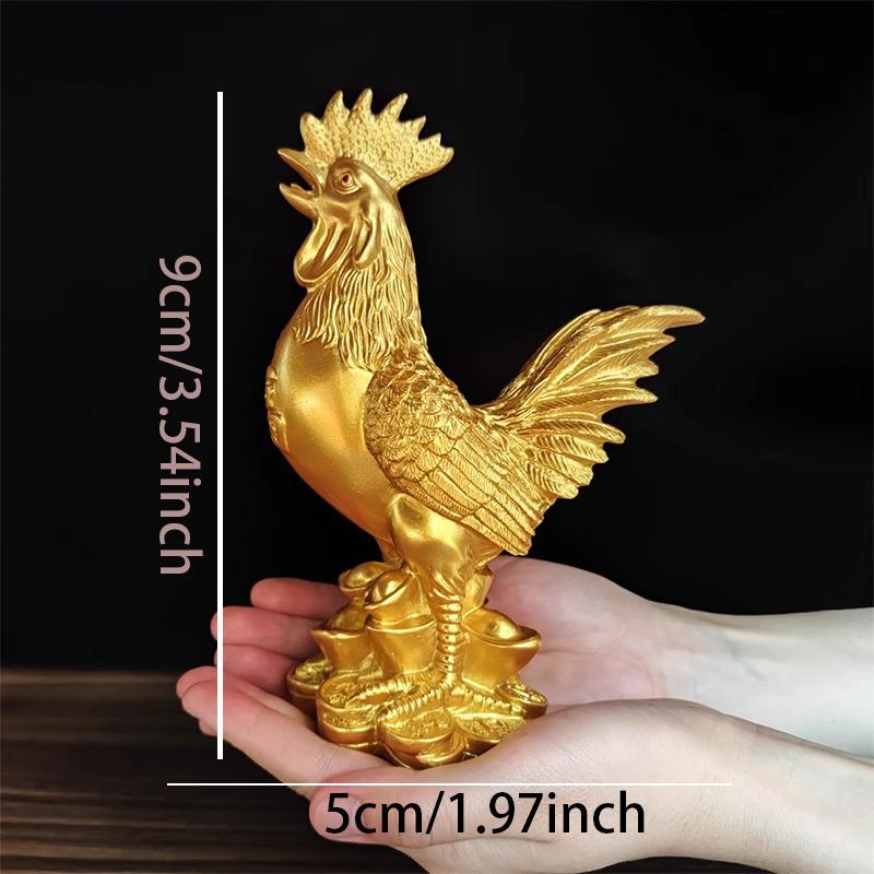 Golden Chicken Decoration Gold Plating Lucky Cock Resin Statue Living Room TV Cabinet Figurines Chinese Decorations