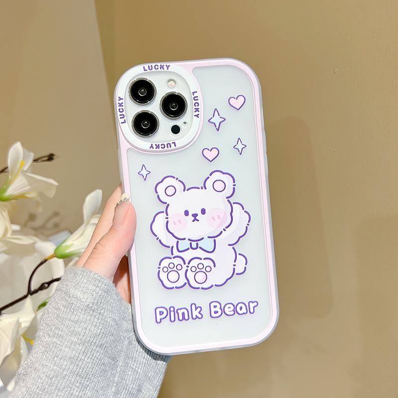 Zhitai Big Eyes Cartoon Bear Silicone Case for iPhone 13/14/15 Pro Max