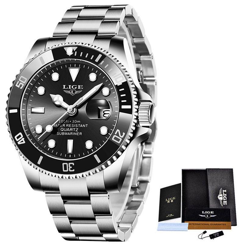 LIGE Top Brand Luxury Fashion Divers Watches Men 30ATM Waterproof Date Watch Sports Watch Men Quartz Wristwatch