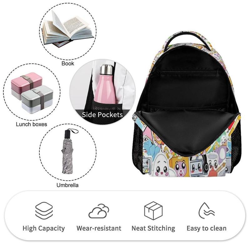 Lankybox Anime Camping Backpack for Men Women Boys Girls, Casual Daypack School Book Bag Fashion Gift, Large Capacity Travel Backpack