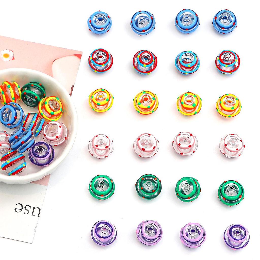 1Pcs 14mm Water Ripple Pattern Freehand Hollow Coloured Glaze Round Ball Multicolor Glass Beads For Jewelry Making DIY Bracelet Necklace Earring