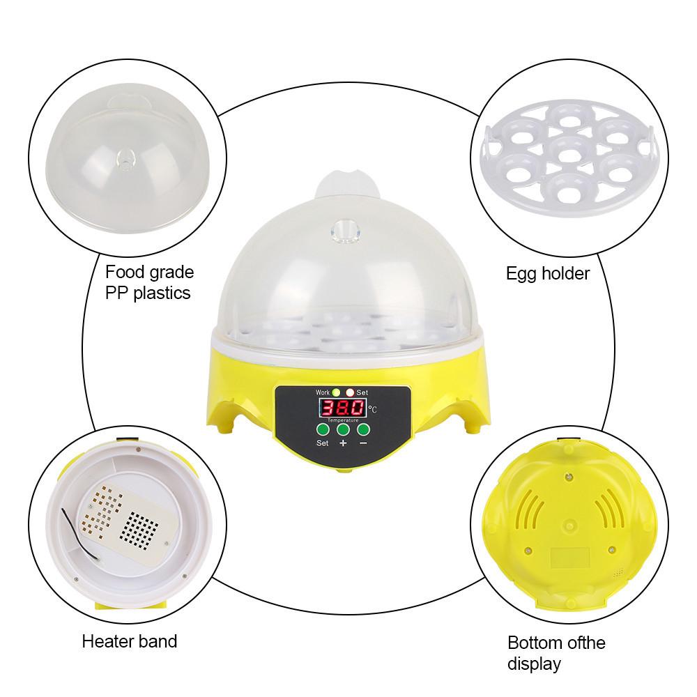 Mini Egg Incubator Brooder for Bird Chicken Duck Pigeon Poultry Incubator Adjustable Digital Temperature Automatic Egg Hatcher 16.5 * 17.5cm