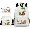 New Kapibara Student School Bag Fashion Popular Backpack Shoulder Bag Pencil Bag Three-piece Set