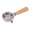 58mm Coffee Portafilter 2 Spout Fine Mesh Stainless Steel Wooden Grip Detachable Coffee Machine
