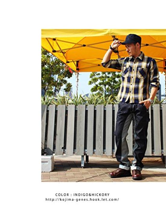 Рабочие брюки Kojima Jeans Monkey Combo Painter, мужские брюки, 40, индиго/хикори