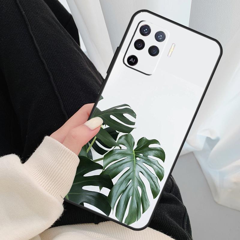 Leaves Monstera Green Case For Oppo A17 A57 A77 A40 A78 A54 A74 A94 A76 A16 A96 A18 A60 A80 A38 A58 A98 A15 A5 Pro