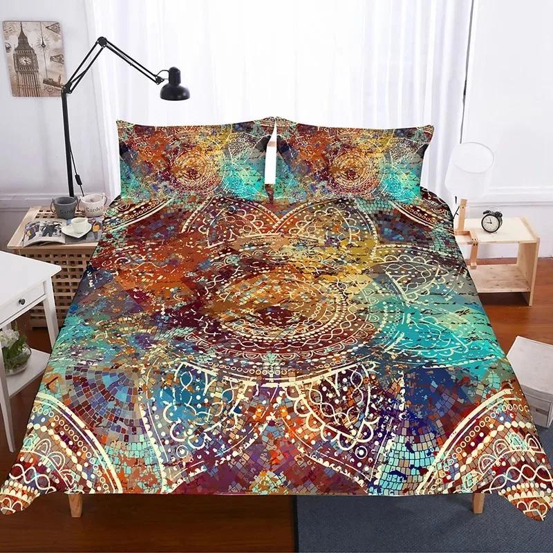 Luxury Boho Mandala Duvet Cover Set Bohemian Bedding Sets Mandala Print Comforter Cover King Size Double Bed Set Quilt Cover
