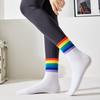 5 пар женских радужных носков, хлопковые милые полосатые белые носки, японские забавные носки в стиле Харадзюку, каваи