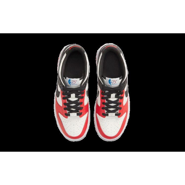 NBA x Nike Dunk Low EMB GS 75-я годовщина - Bulls Детские кроссовки Красный Парусный Черный DO6288-100