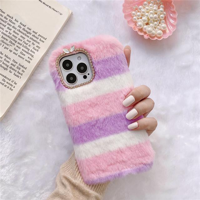 Милый маленький плюшевый чехол для iPhone 13 12 11 Pro XR XS Max 6s 7 8 Plus/Redmi 9 9a 9T Note 10 8A 8T 8pro/Samsung/huawei, мягкий зимний теплый меховой чехол