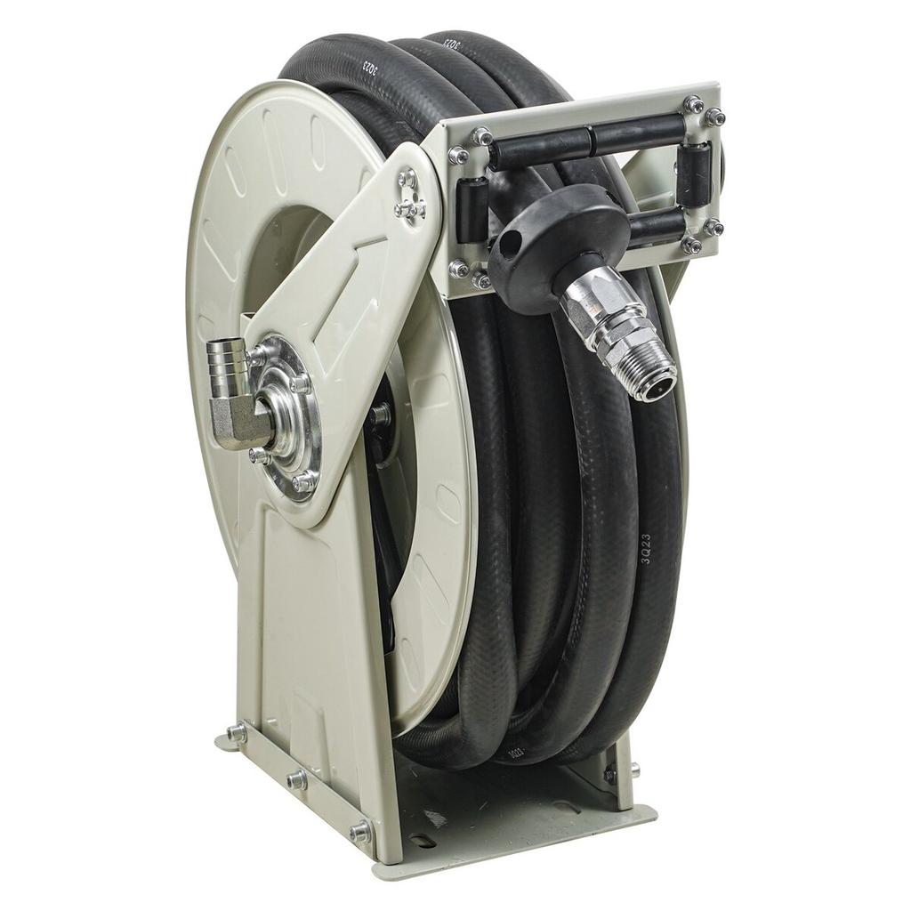 Fuel Hose Reel, 3/4" x 50', Extra Long Retractable Diesel Hose Reel, Heavy-Duty Carbon Steel Construction with Automatic Fuel Nozzle, NBR Rubber Hose