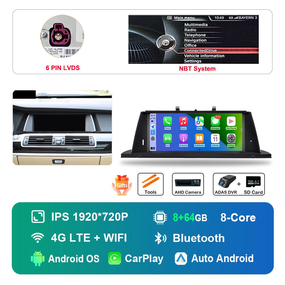 10.25 inch for BMW 5 Series F07 GT 2011 - 2017 CIC NBT System DSP Stereo GPS HD Touch Screen Android Car Radio Multimedia Player