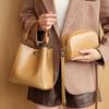 Genuine Leather Bucket Small Shoulder Crossbody Bags For Women  Trend Designer Tote Ladies Handbags