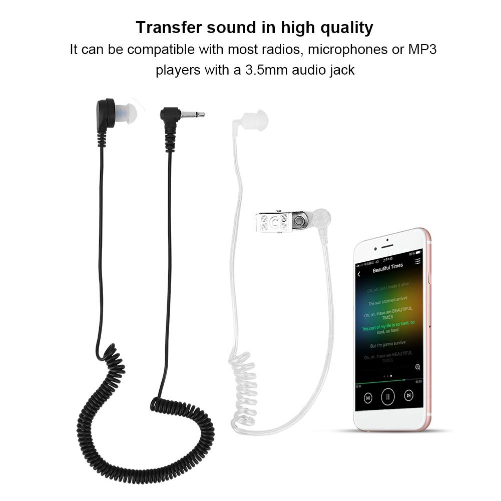 3.5mm Mono Listen Only Surveillance Acoustic Tube Earpiece Headset Anti Radiation for Radio