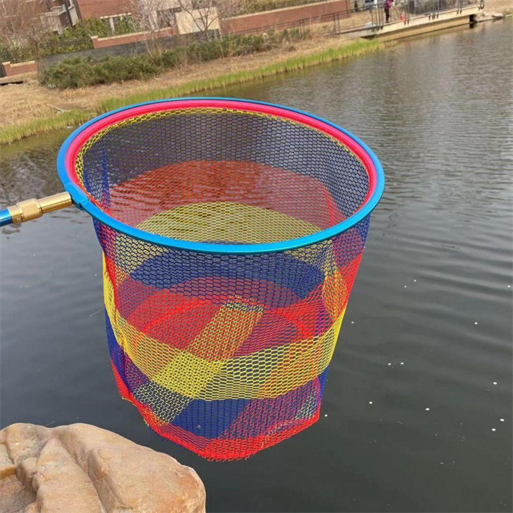 Foldable Mesh Fishing Nets Head Fishing Scoop Landing Net Fishing Hand Net Outdoor Fish Catching