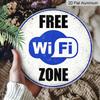 2D Flat, 1pc Round Aluminum Hanging Sign - "Free WiFi Zone" Vintage Metal Wall Art, Retro Blue & White WiFi Symbol Design, "Wireless Internet