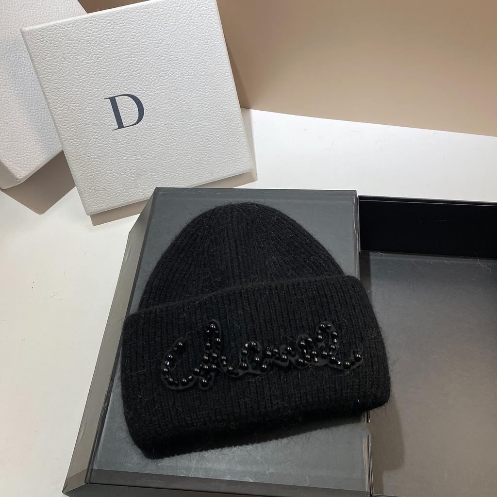 Жемчужная Шляпа Кроличий Мех Теплая Вязаная Шапка Женская Модная Зимняя Холодная Шапка Увеличить И Удлинить Двухслойные Края Шапка