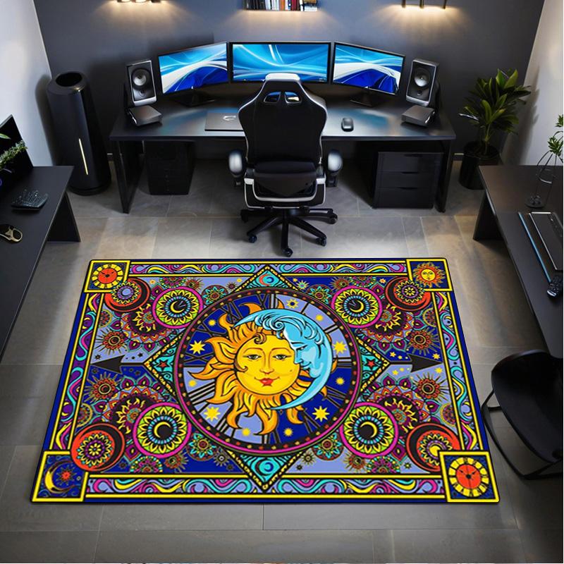 1Pc Sun and Moon Print Rug - home decoration Carpet For Living Room Bedroom Flooring Computer Chair Area Rug