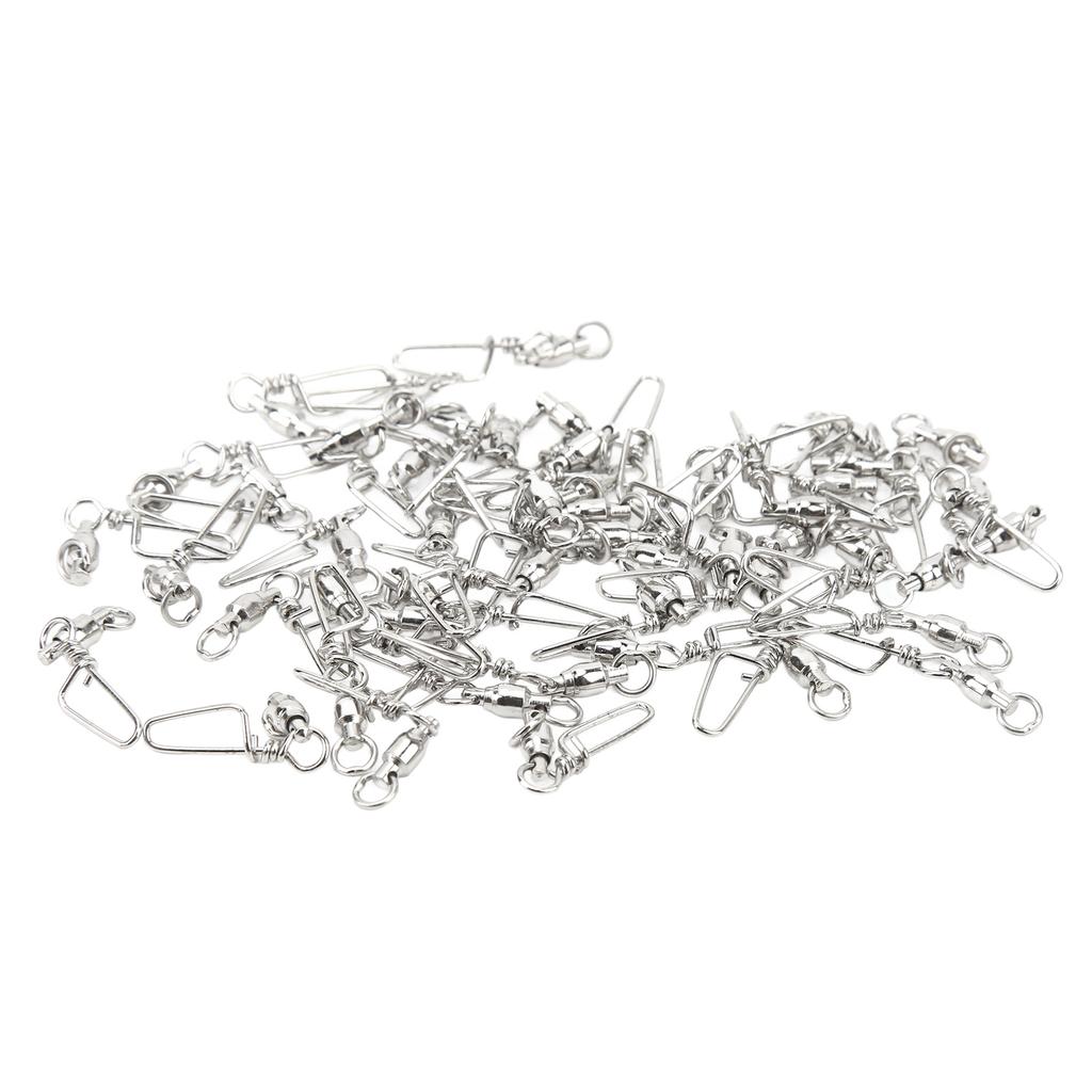 50Pcs High Strength Fishing Snap Swivels Stainless Steel B Type Ball Bearing Swivels for Saltwater