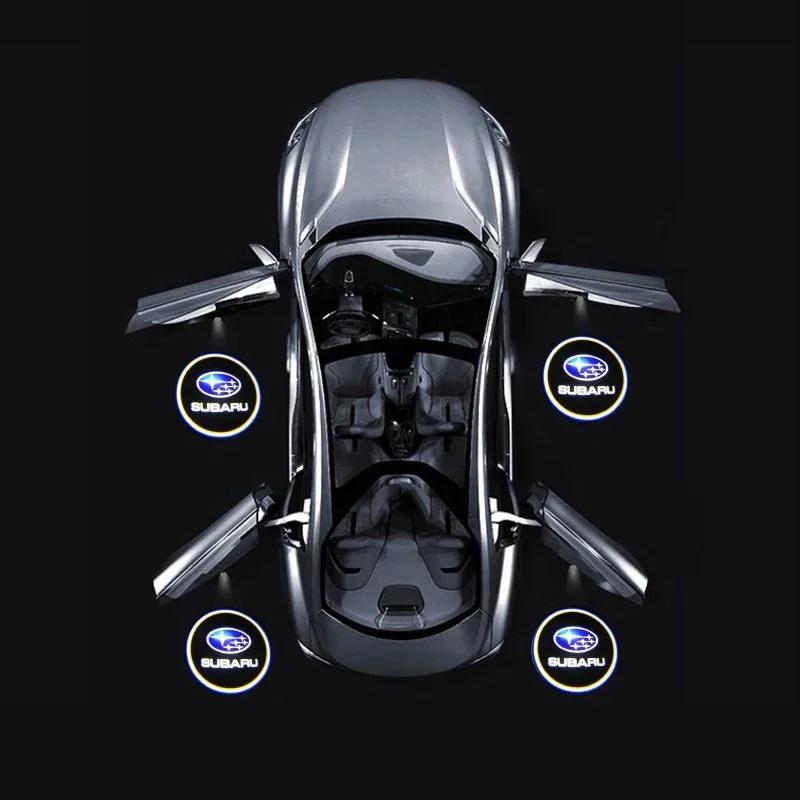 2pcs Car Door Welcome Lights Led Projector Lamps Decoration For Subaru XV Forester Outback Impreza Legacy Tribeca BB9