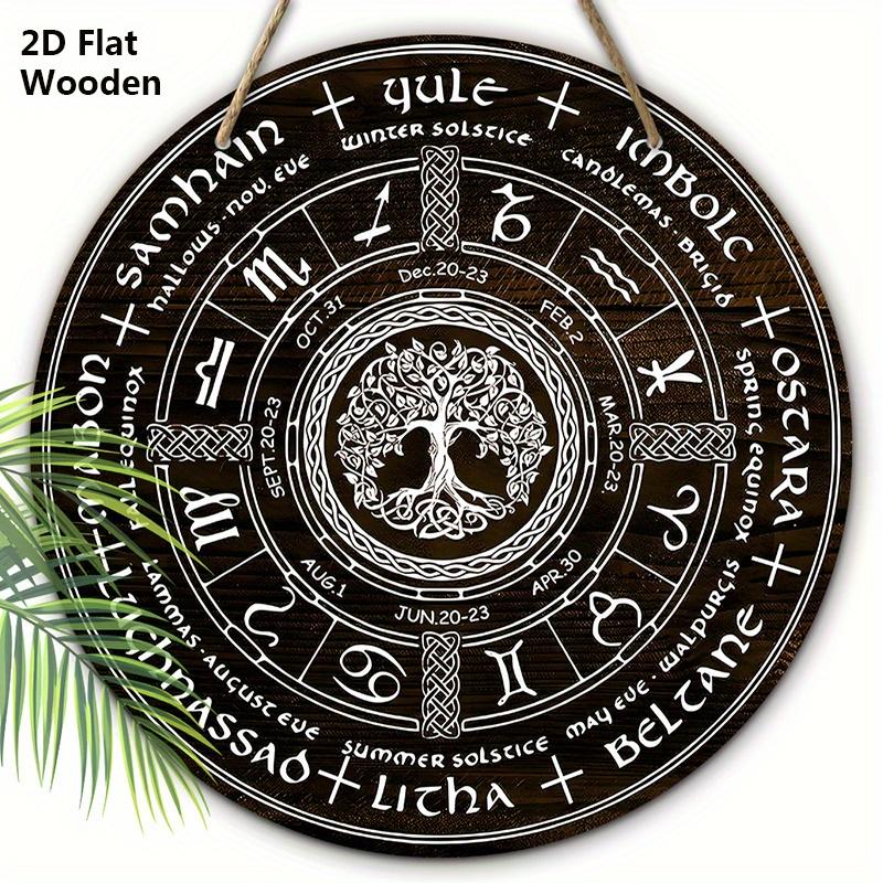 Дерево Жизни Колесо Года Деревянная Табличка, Шабаши Языческая Ведьма Знак, Викканские Праздники Викка Календарь Йоль Алтарь Небесный Знак, Хэллоуин, Рождественский Декор