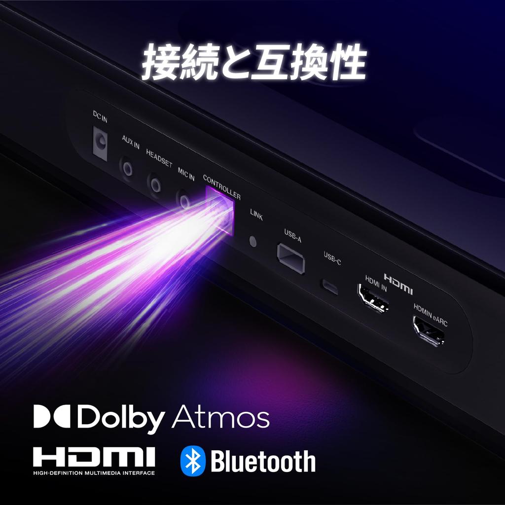 OXS Thunder Pro Gaming Dolby Bluetooth 3 Pro Gamer Sleek for PC and Gaming Consoles Soundbar, 5.1.2 Atmos, Multi-device Connectivity, Built-in