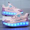 Children's Lighting Sports Shoes Rechargeable Double Row Four Wheel Skates Hiking Shoes Sports Board Shoes