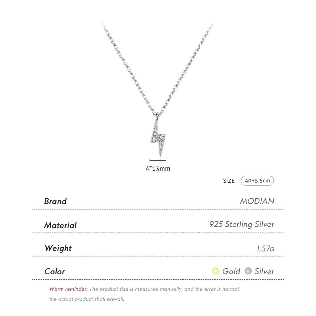 MODIAN Стерлингового серебра 925 пробы, крошечное ожерелье с подвеской в ​​виде молнии, штабелируемая модная цепочка на шею для женщин и девочек, подарок на вечеринку, ювелирные изделия
