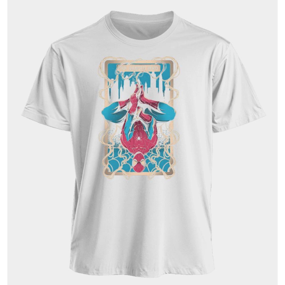 Мужские и женские футболки Человек-паук Летние Американские Весенне-осенние Новые Оверсайз Базовые Нишевые Классические С коротким рукавом