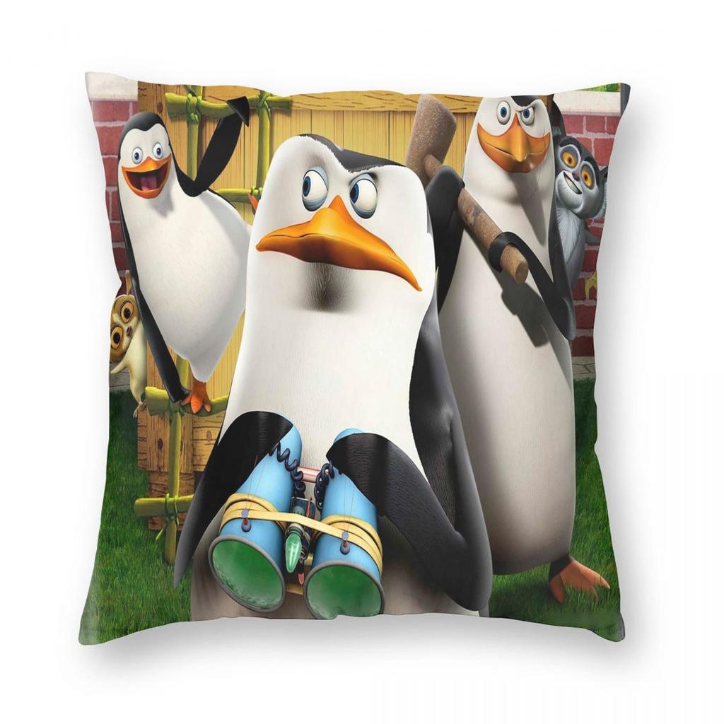 Pose Penguins Of Madagascar Square Pillowcase Pillow Cover Cushion Throw Pillow for Home Sofa Living Room