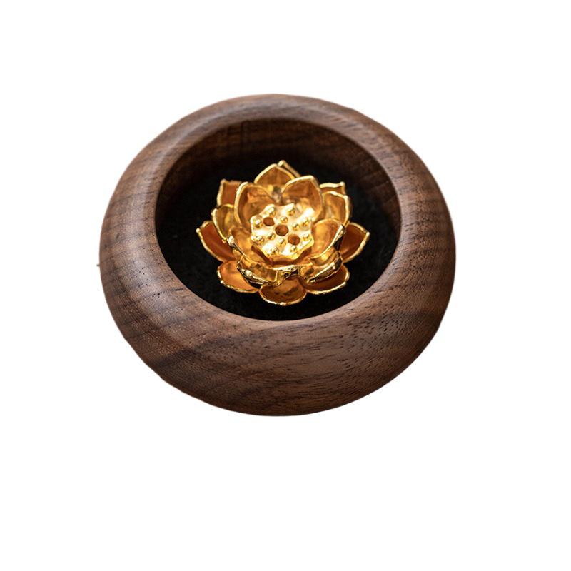 Walnut Mini Solid Wood Incense Holder - Multi-Hole Agarwood & Sandalwood Burner for Home & Travel